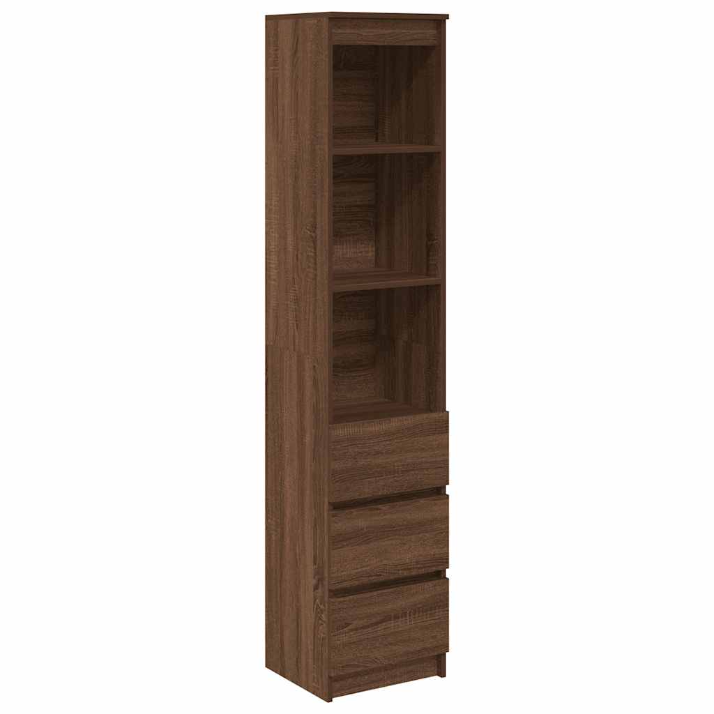 Highboard Braun Eichen-Optik 37,5x35x180 cm Holzwerkstoff