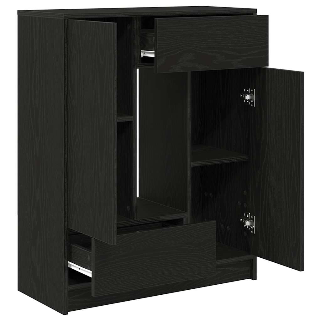 Sideboard mit Schubladen Türen Schwarz Eichen-Optik 73x31x90 cm