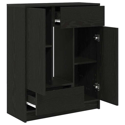 Sideboard mit Schubladen Türen Schwarz Eichen-Optik 73x31x90 cm