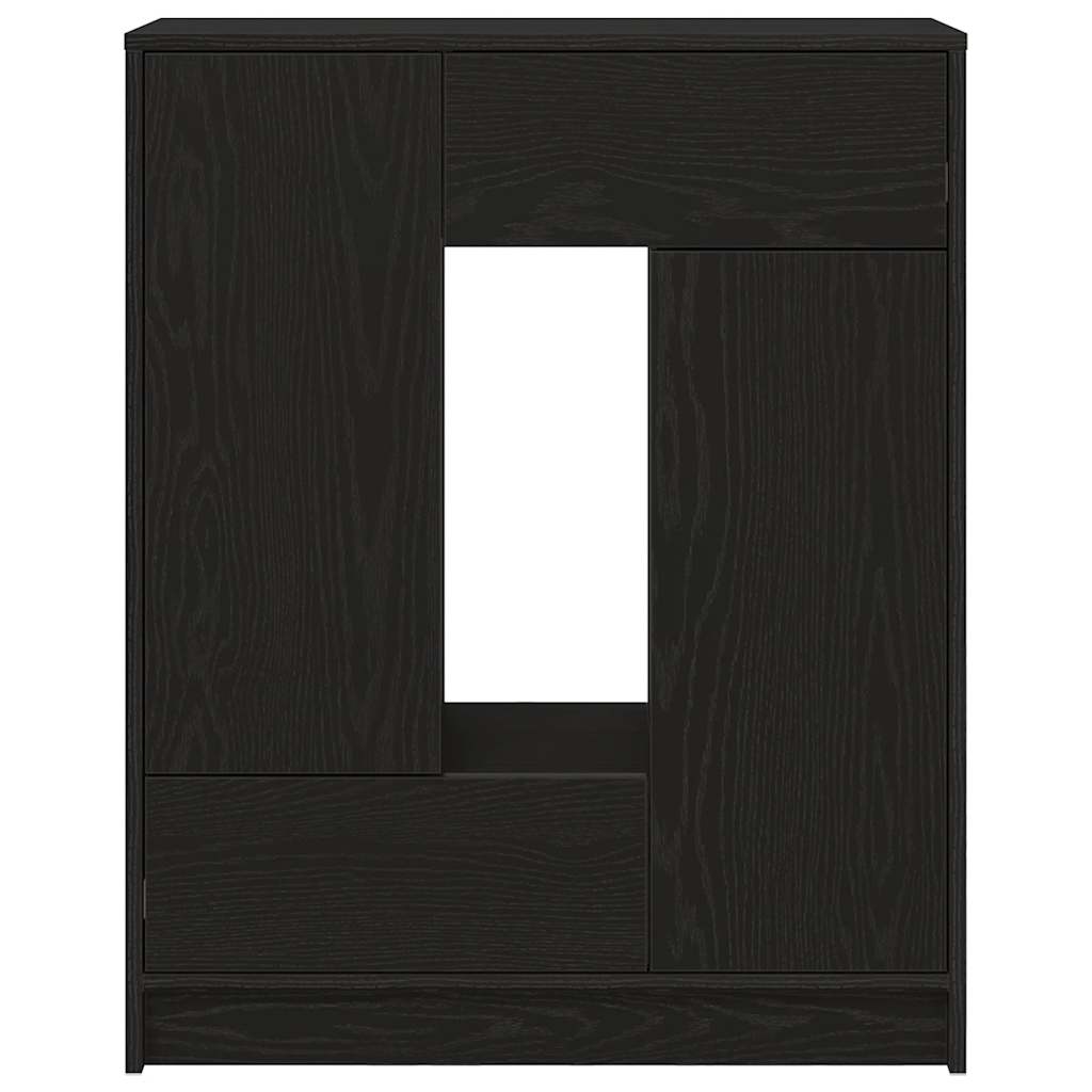 Sideboard mit Schubladen Türen Schwarz Eichen-Optik 73x31x90 cm