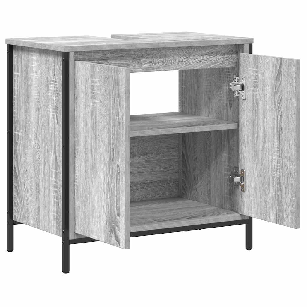 Waschbeckenunterschrank Grau Sonoma 60x34,5x60 cm