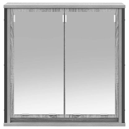 Bad-Wandschrank mit Spiegel Grau Sonoma 60x21x60 cm