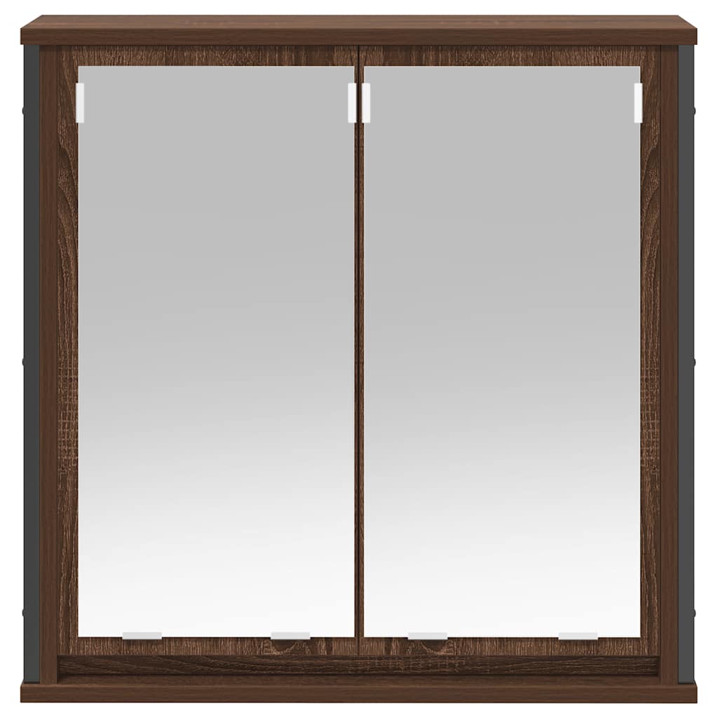 Bad-Wandschrank mit Spiegel Braun Eichen-Optik 60x21x60 cm