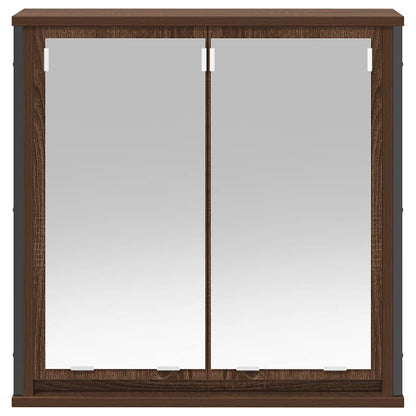 Bad-Wandschrank mit Spiegel Braun Eichen-Optik 60x21x60 cm