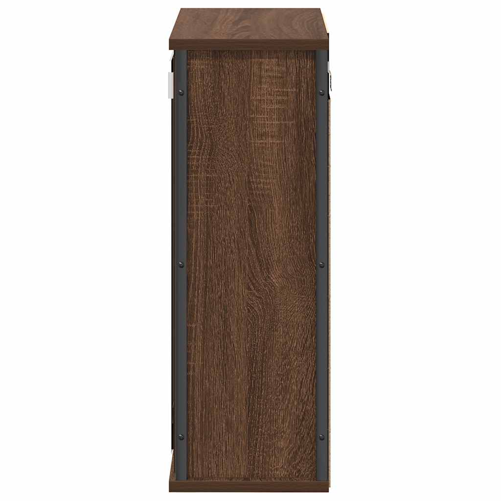 Bad-Wandschrank mit Spiegel Braun Eichen-Optik 50x21x60 cm