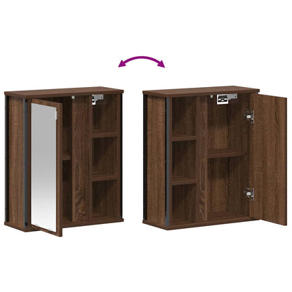 Bad-Wandschrank mit Spiegel Braun Eichen-Optik 50x21x60 cm