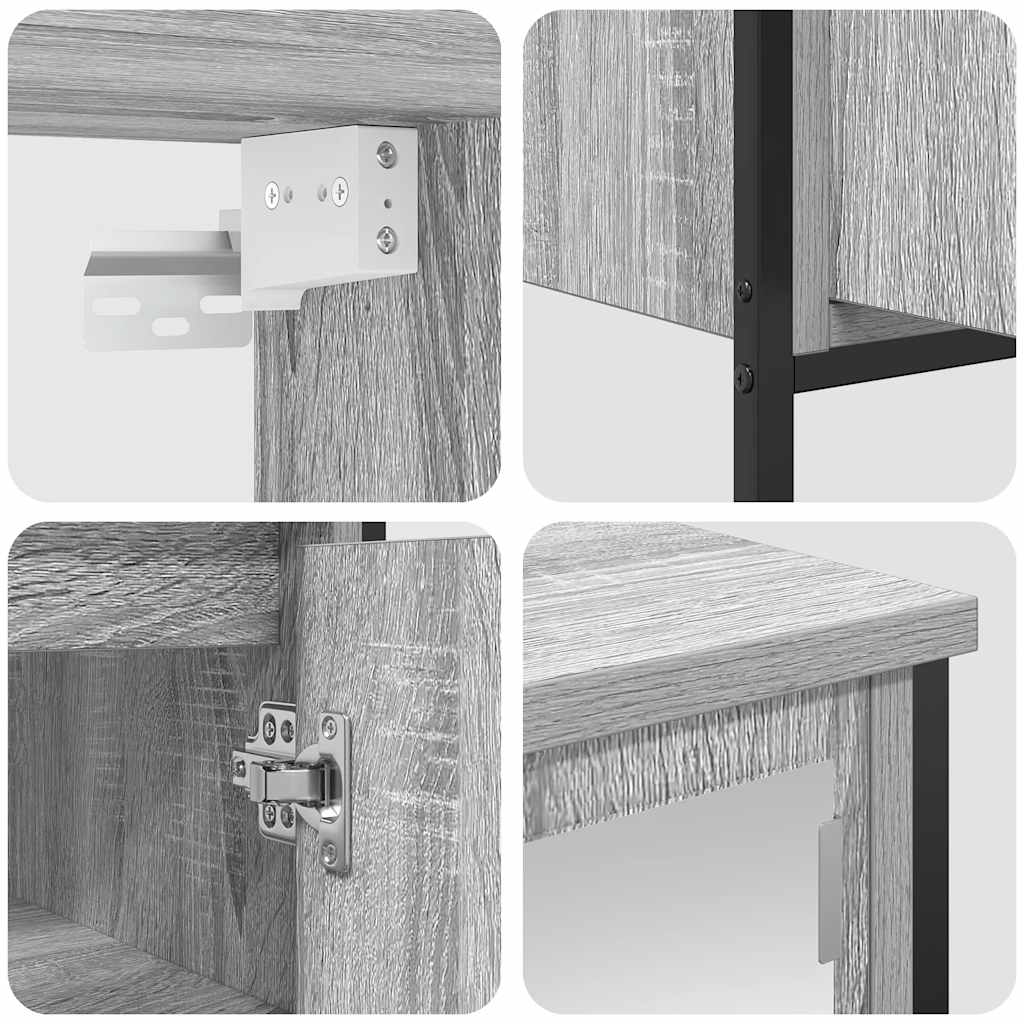 2-tlg. Badmöbel-Set Grau Sonoma Holzwerkstoff