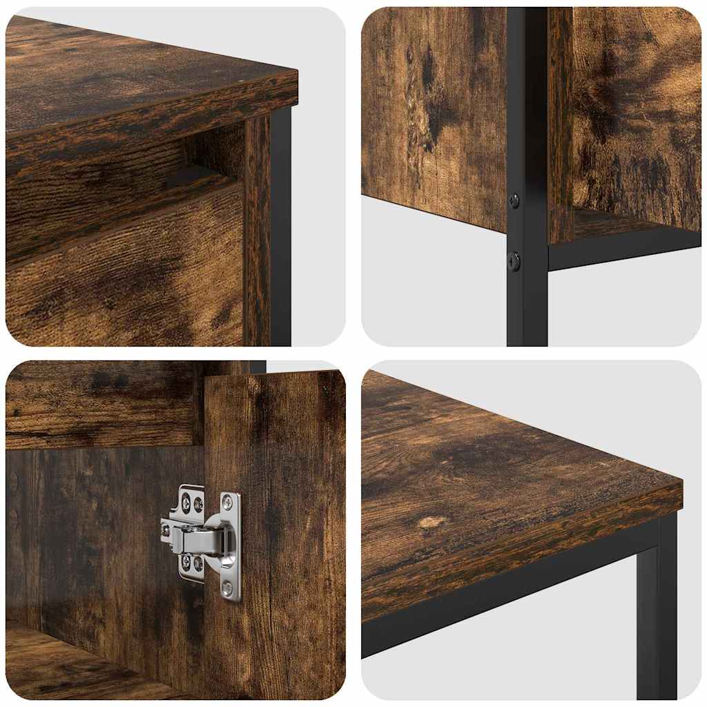 Badezimmermöbel Set mit Regal 3 pcs Rauchesche und Schwarz