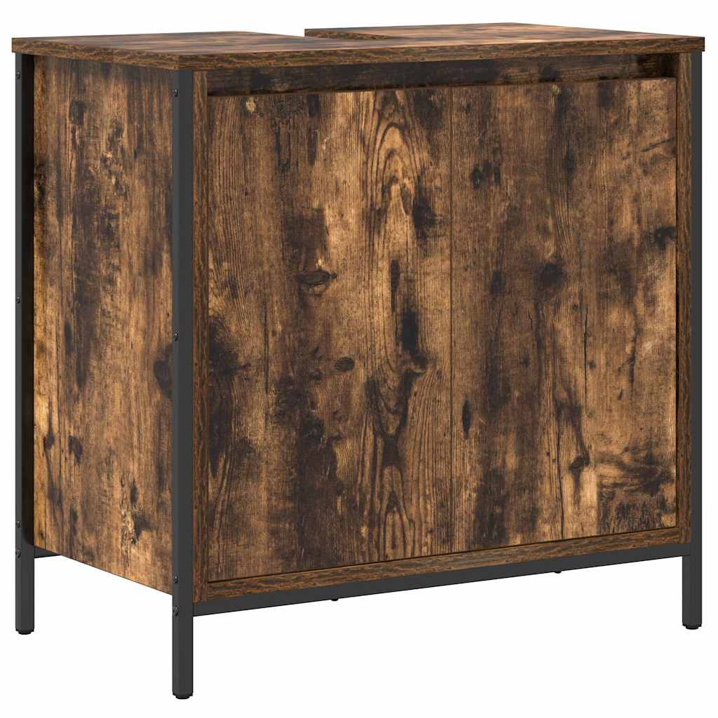 Badezimmermöbel Set mit Regal 3 pcs Rauchesche und Schwarz