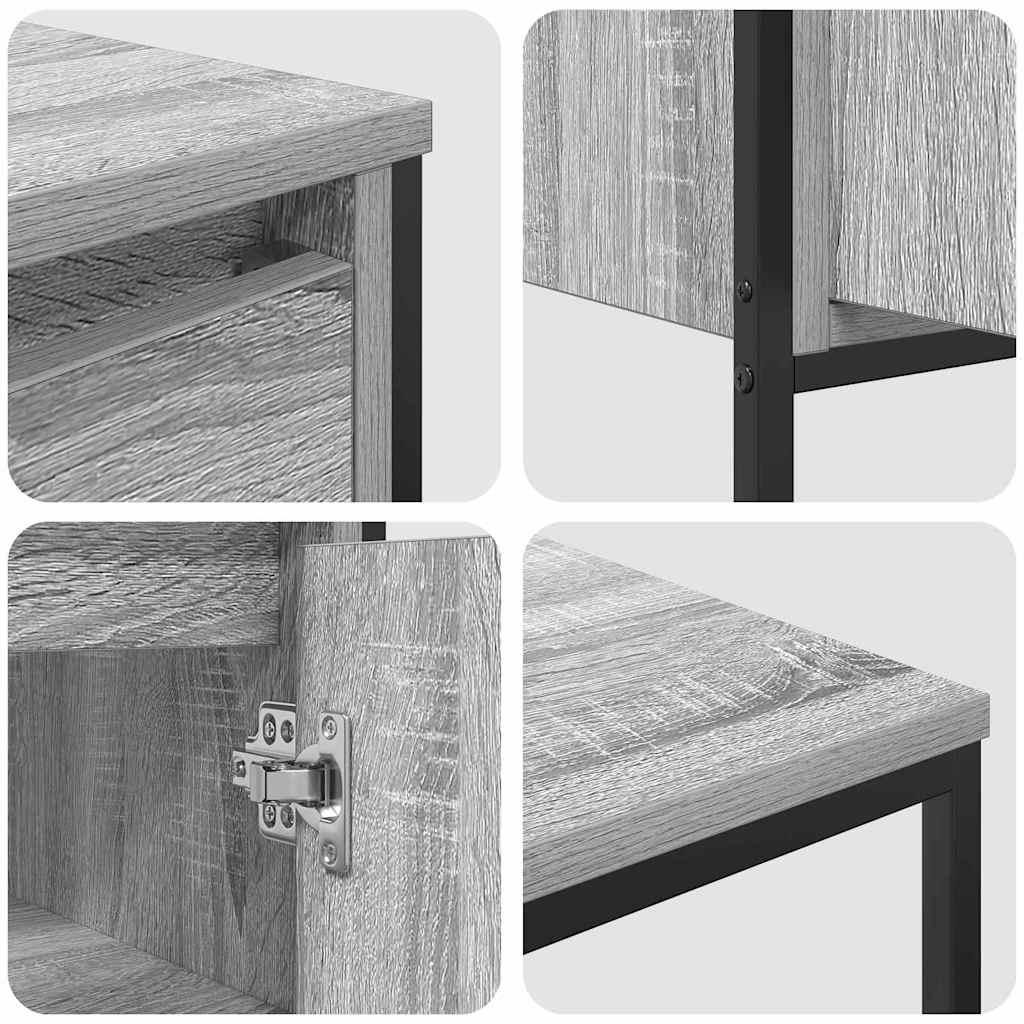 Badezimmermöbel Set mit Regal 3 pcs Grau Sonoma und Schwarz