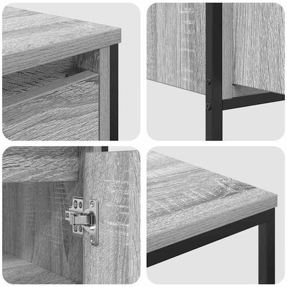 Badezimmermöbel Set mit Regal 3 pcs Grau Sonoma und Schwarz