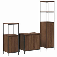 Badezimmermöbel Set mit Regal 3 pcs Braun Eiche und Schwarz