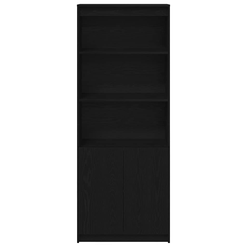 Highboard Schwarz Eichen-Optik 70x35x180 cm Holzwerkstoff
