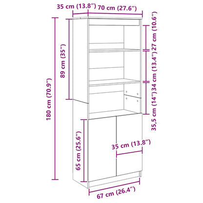 Highboard Grau Sonoma 70x35x180 cm Holzwerkstoff