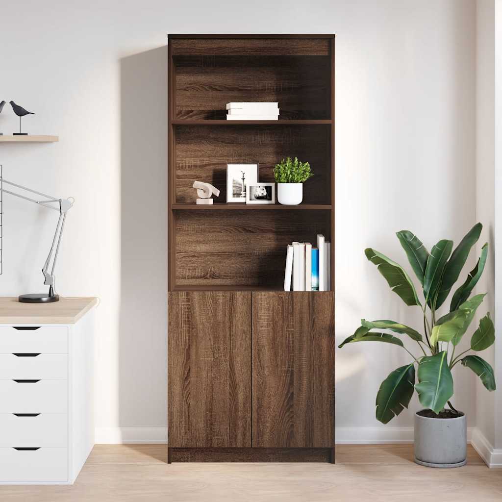 Highboard Braun Eichen-Optik 70x35x180 cm Holzwerkstoff