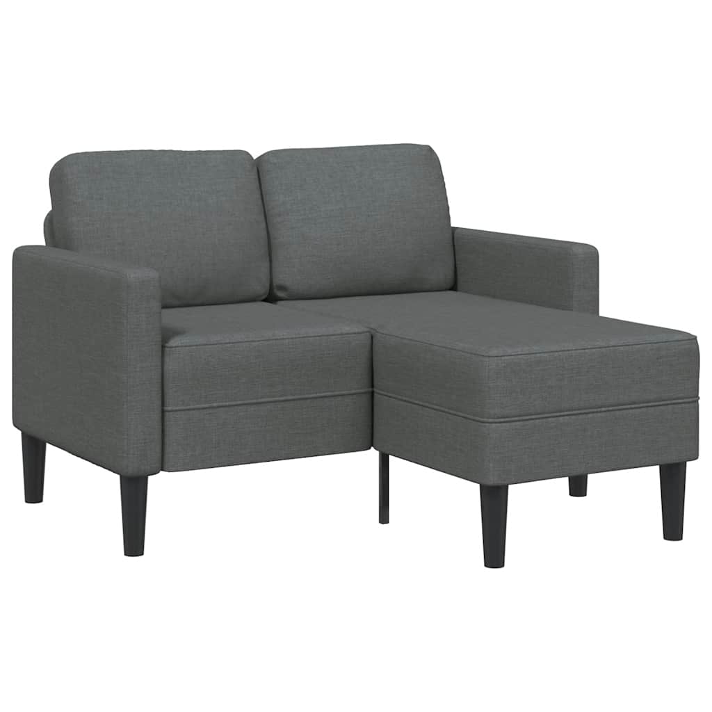 2-Sitzer-Sofa mit Chaiselongue L-förmig Dunkelgrau 125 cm Stoff