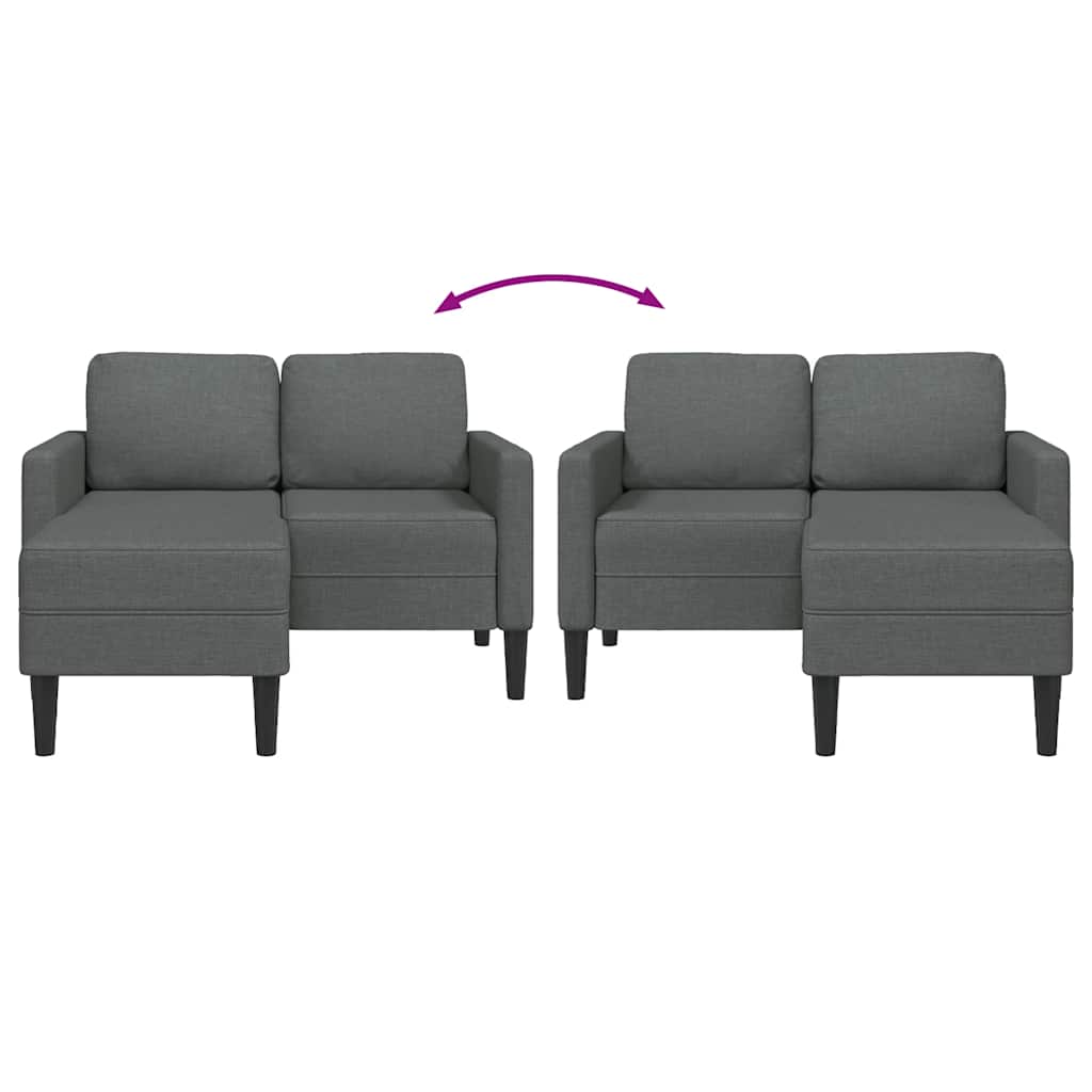 2-Sitzer-Sofa mit Chaiselongue L-förmig Dunkelgrau 125 cm Stoff