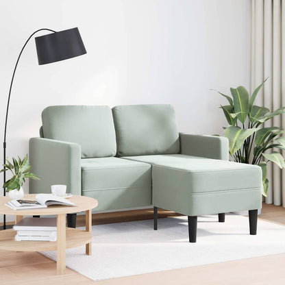 2-Sitzer-Sofa mit Chaiselongue L-Form Hellgrau 125 cm Samt