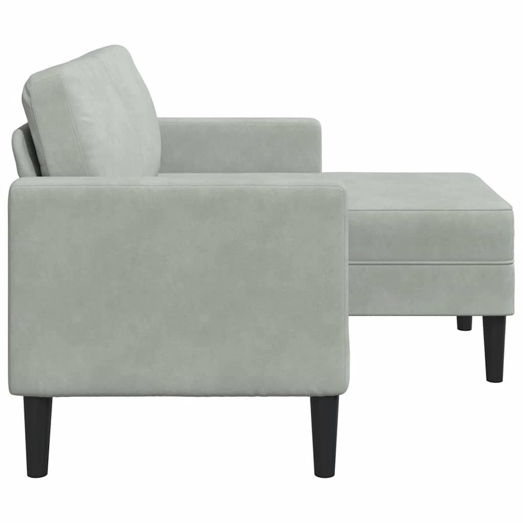 2-Sitzer-Sofa mit Chaiselongue L-Form Hellgrau 125 cm Samt