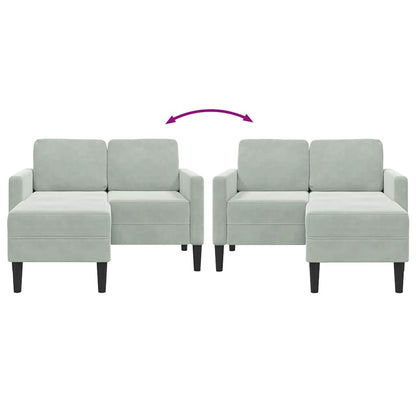 2-Sitzer-Sofa mit Chaiselongue L-Form Hellgrau 125 cm Samt