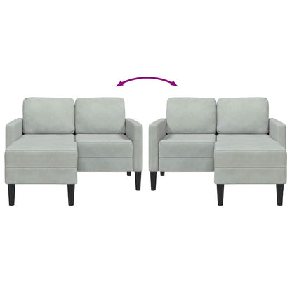 2-Sitzer-Sofa mit Chaiselongue L-Form Hellgrau 125 cm Samt