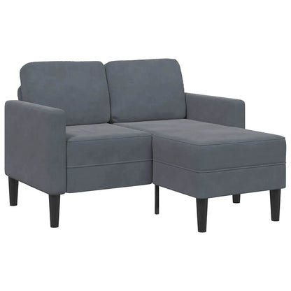 2-Sitzer-Sofa mit Chaiselongue L-Form Dunkelgrau 125 cm Samt