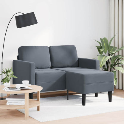 2-Sitzer-Sofa mit Chaiselongue L-Form Dunkelgrau 125 cm Samt
