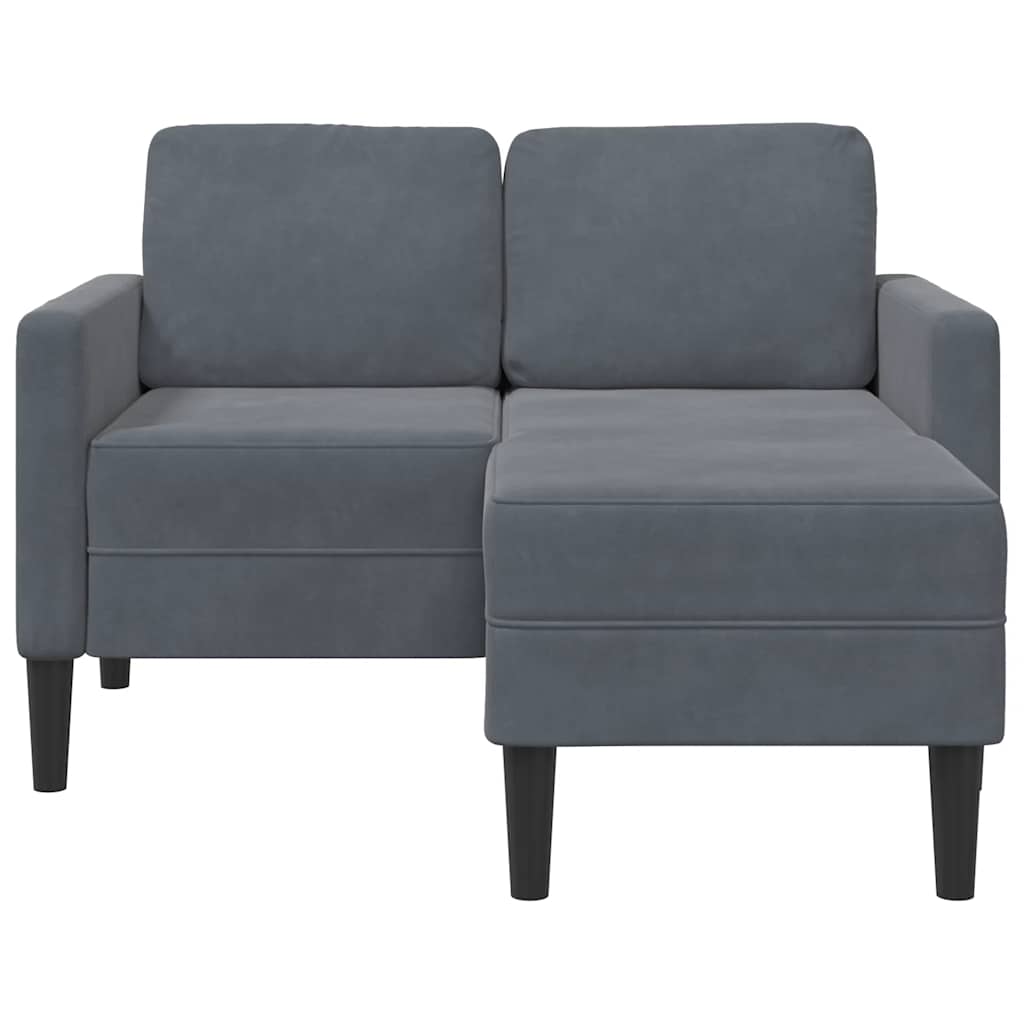 2-Sitzer-Sofa mit Chaiselongue L-Form Dunkelgrau 125 cm Samt