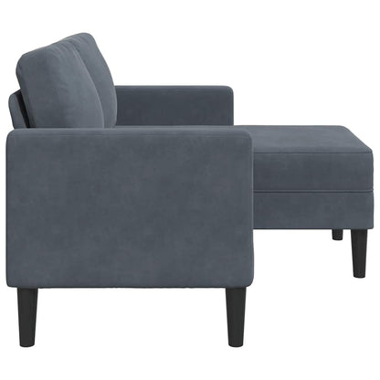 2-Sitzer-Sofa mit Chaiselongue L-Form Dunkelgrau 125 cm Samt