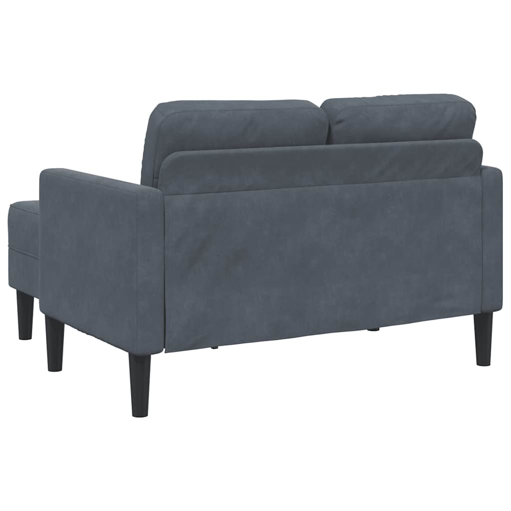 2-Sitzer-Sofa mit Chaiselongue L-Form Dunkelgrau 125 cm Samt