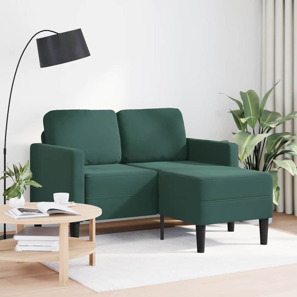 2-Sitzer-Sofa mit Chaiselongue L-Form Dunkelgrün 125 cm Samt