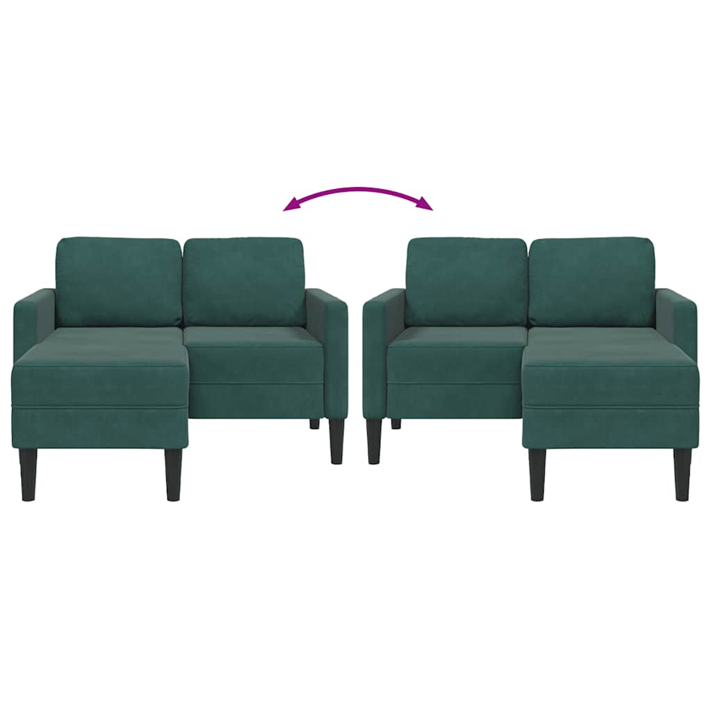 2-Sitzer-Sofa mit Chaiselongue L-Form Dunkelgrün 125 cm Samt
