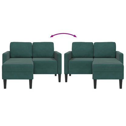 2-Sitzer-Sofa mit Chaiselongue L-Form Dunkelgrün 125 cm Samt