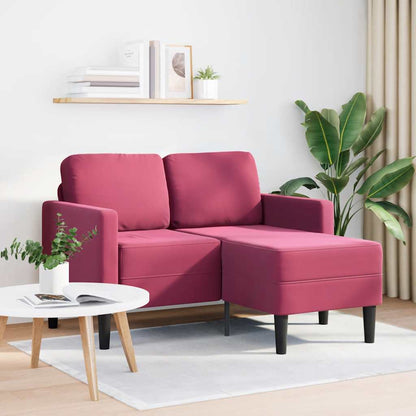 2-Sitzer-Sofa mit Chaiselongue L-Form Weinrot 125 cm Samt