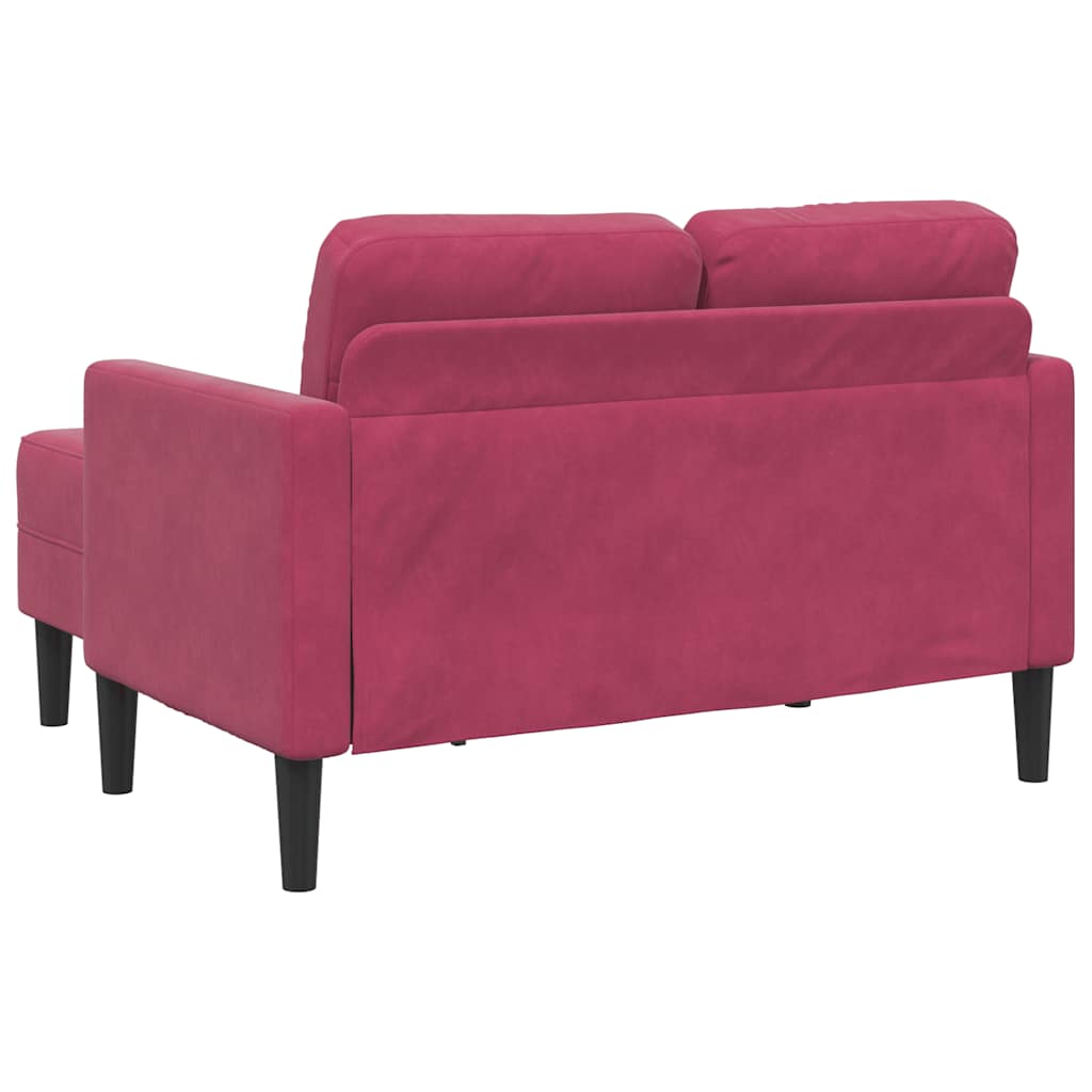2-Sitzer-Sofa mit Chaiselongue L-Form Weinrot 125 cm Samt