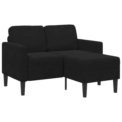 2-Sitzer-Sofa mit Chaiselongue L-förmig Schwarz 125 cm Samt