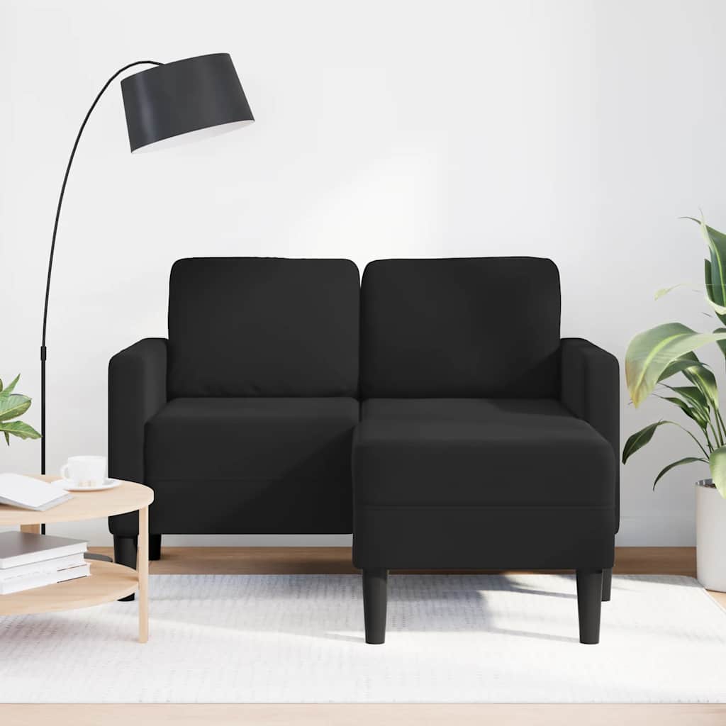 2-Sitzer-Sofa mit Chaiselongue L-förmig Schwarz 125 cm Samt