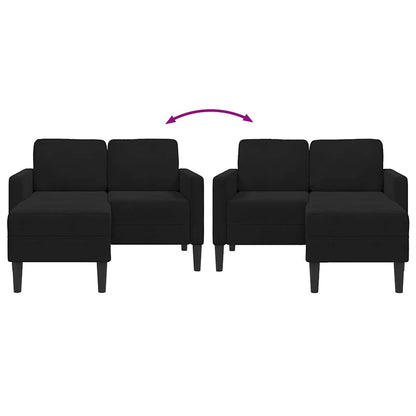 2-Sitzer-Sofa mit Chaiselongue L-förmig Schwarz 125 cm Samt