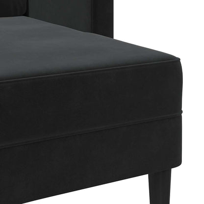 2-Sitzer-Sofa mit Chaiselongue L-förmig Schwarz 125 cm Samt
