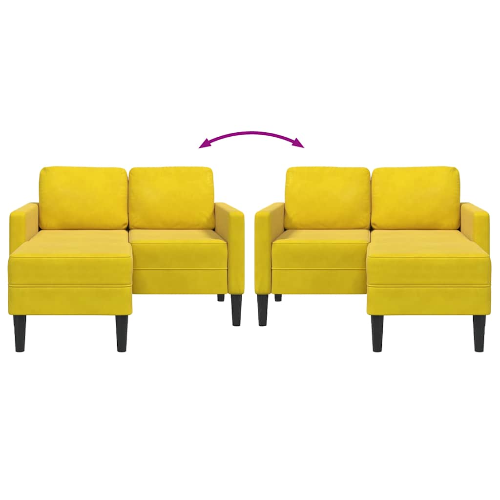 2-Sitzer-Sofa mit Chaiselongue L-Form Gelb 125 cm Samt