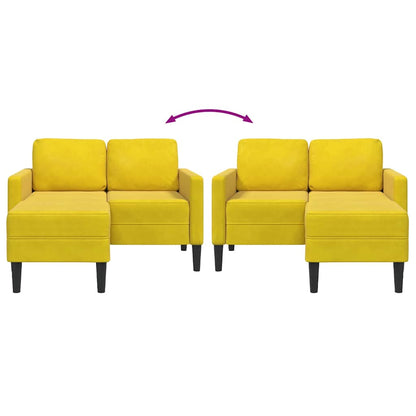 2-Sitzer-Sofa mit Chaiselongue L-Form Gelb 125 cm Samt