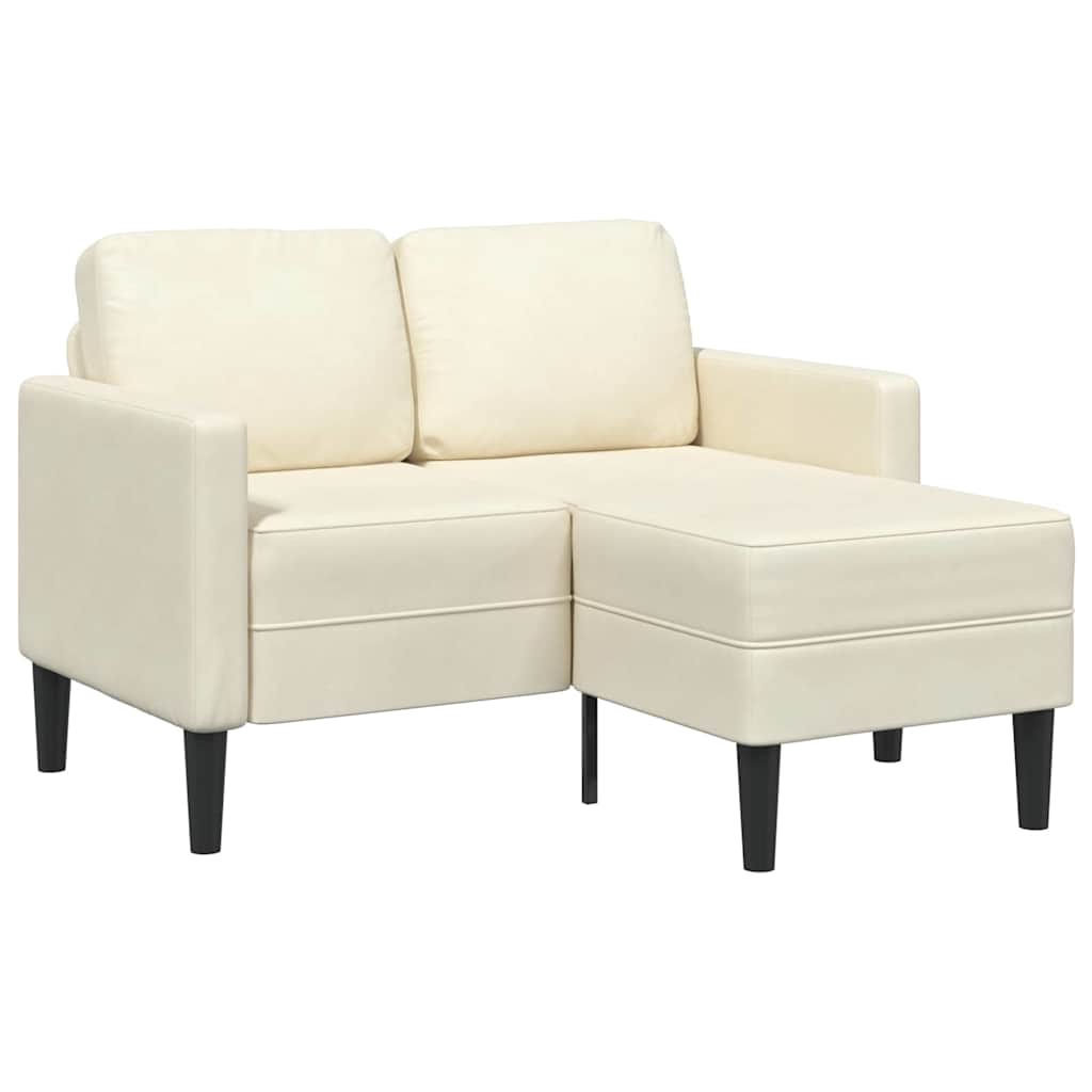 2-Sitzer-Sofa mit Chaiselongue L-Form Creme 125 cm Samt