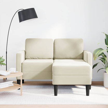 2-Sitzer-Sofa mit Chaiselongue L-Form Creme 125 cm Samt