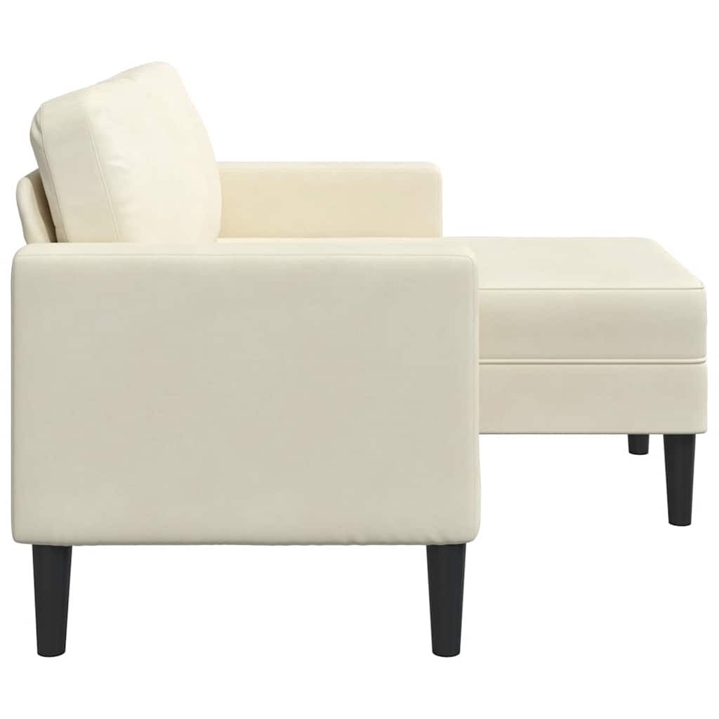 2-Sitzer-Sofa mit Chaiselongue L-Form Creme 125 cm Samt