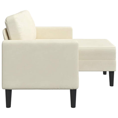 2-Sitzer-Sofa mit Chaiselongue L-Form Creme 125 cm Samt