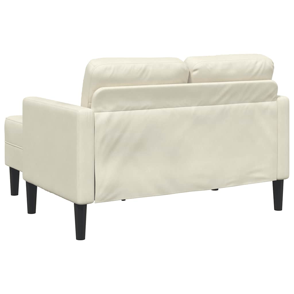 2-Sitzer-Sofa mit Chaiselongue L-Form Creme 125 cm Samt