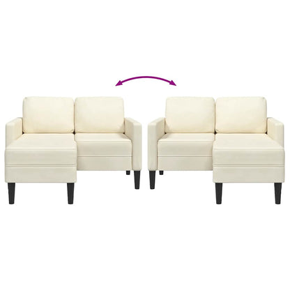 2-Sitzer-Sofa mit Chaiselongue L-Form Creme 125 cm Samt