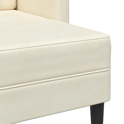 2-Sitzer-Sofa mit Chaiselongue L-Form Creme 125 cm Samt