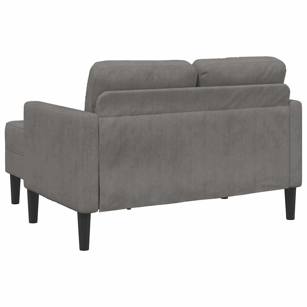 2-Sitzer-Sofa mit Chaiselongue L-Form Hellgrau 125 cm Leinen