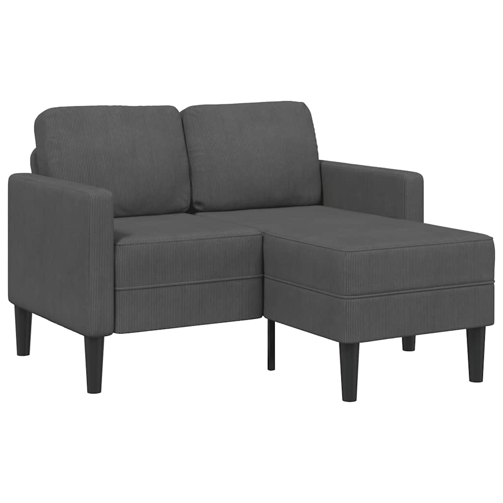 2-Sitzer-Sofa mit Chaiselongue L-förmig Dunkelgrau 125 cm Leinen